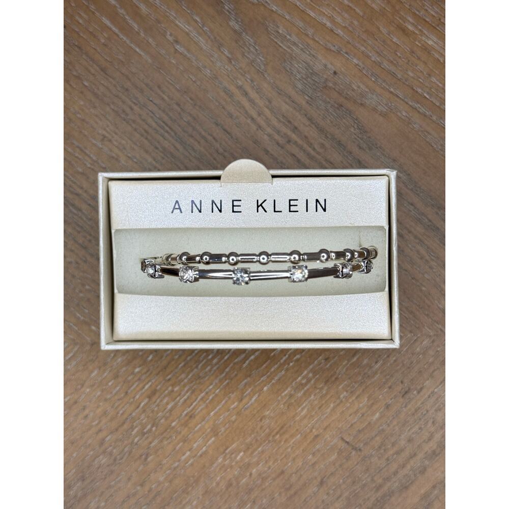 Anne Klein Silver Tone Crystal Bangle Bracelet New in Box - Picture 3 of 3